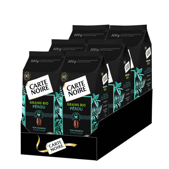 Café en Grains Carte Noire - Pérou Bio - Lot de 6 Paquets de 500g