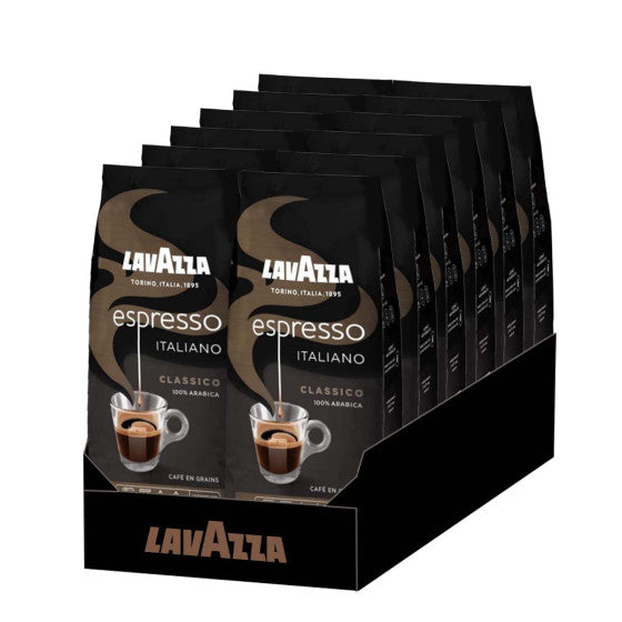 Café en Grains Lavazza - Espresso Italiano Classico - Lots de 12 Paquets de 1 kg